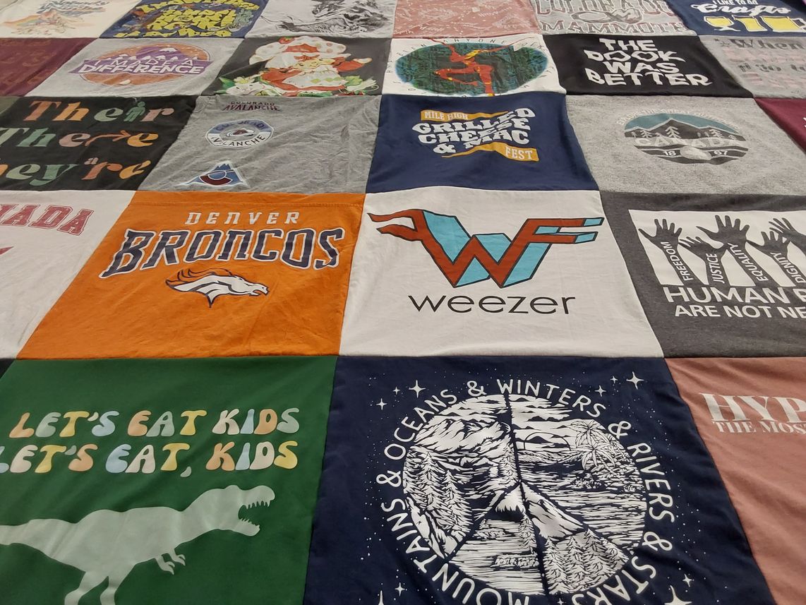 T-shirt quilt featuring denver broncos by Emily from CO