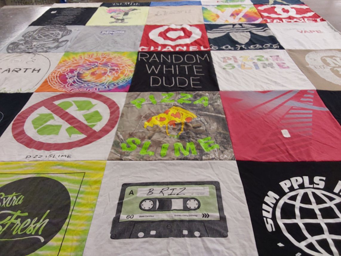 T-shirt quilt with graphic design, art themes by Michael from NE