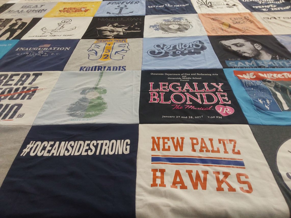 T-shirt quilt featuring new paltz hawks by Kallie from NY