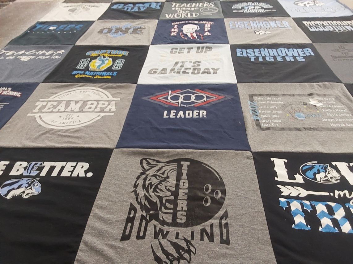 T-shirt quilt featuring eisenhower tigers by Marcy from KS
