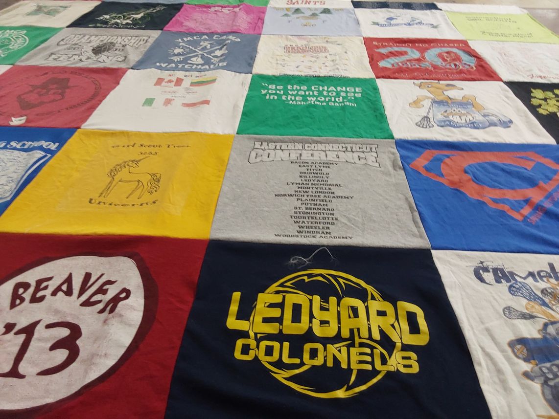 T-shirt quilt featuring ledyard colonels by Sarah from MA