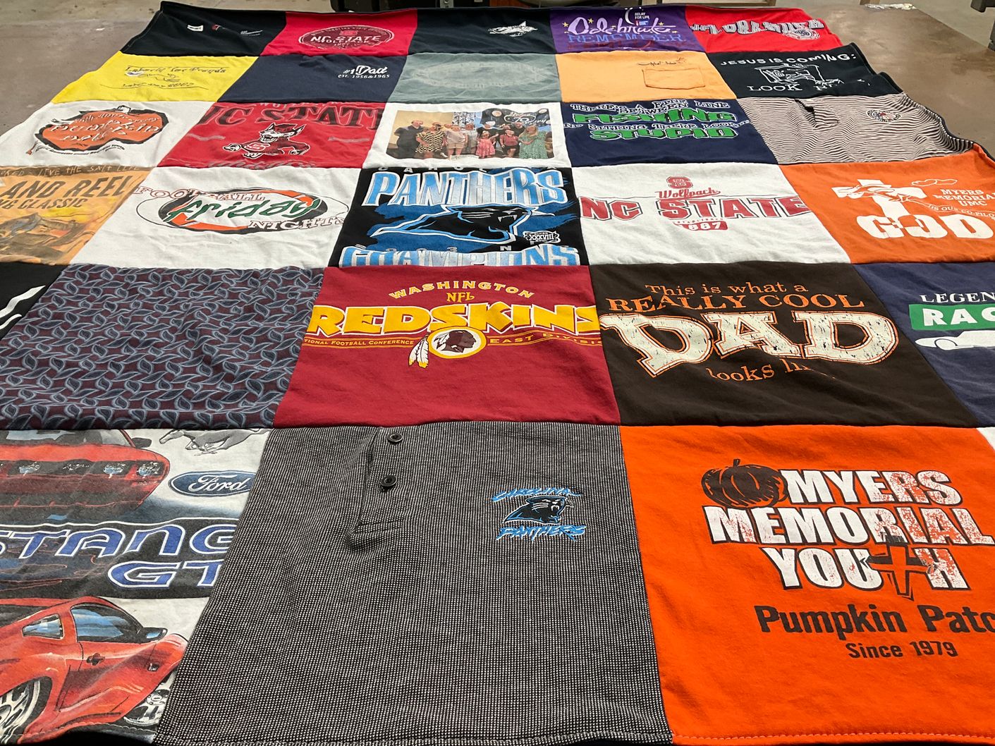 T-shirt quilt featuring washington redskins, carolina panthers by Sheila from NC