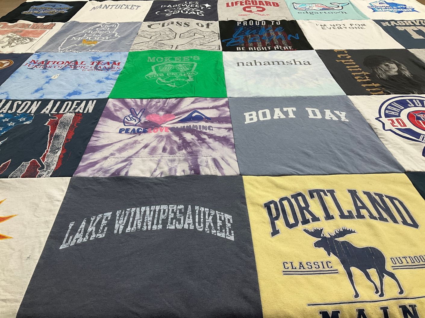 T-shirt quilt with swimming, boating themes by Vincent from MA