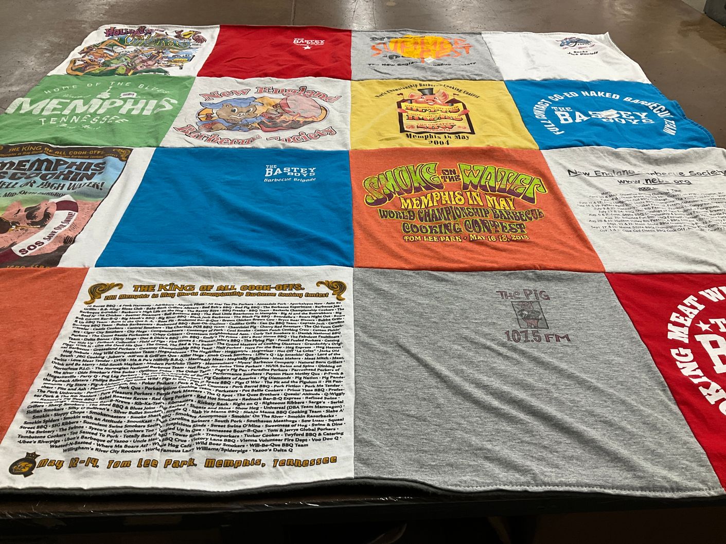 T-shirt quilt with barbecue, cooking themes by Donna from MA