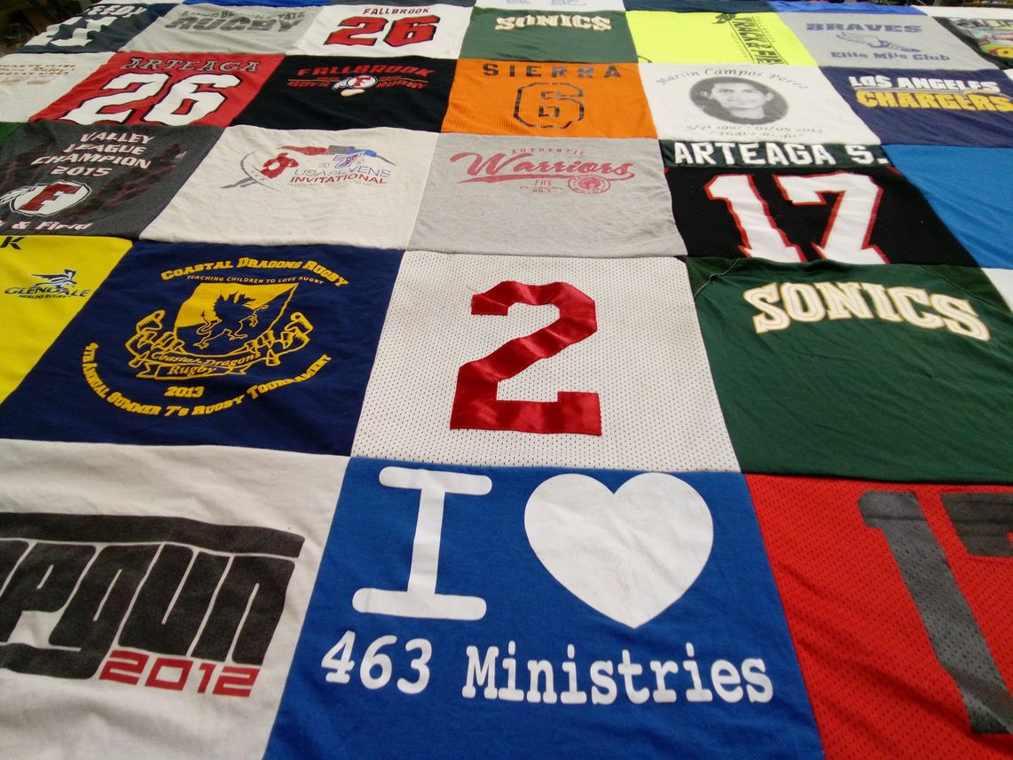 T-shirt quilt featuring coastal dragons, los angeles chargers by Monica from TX