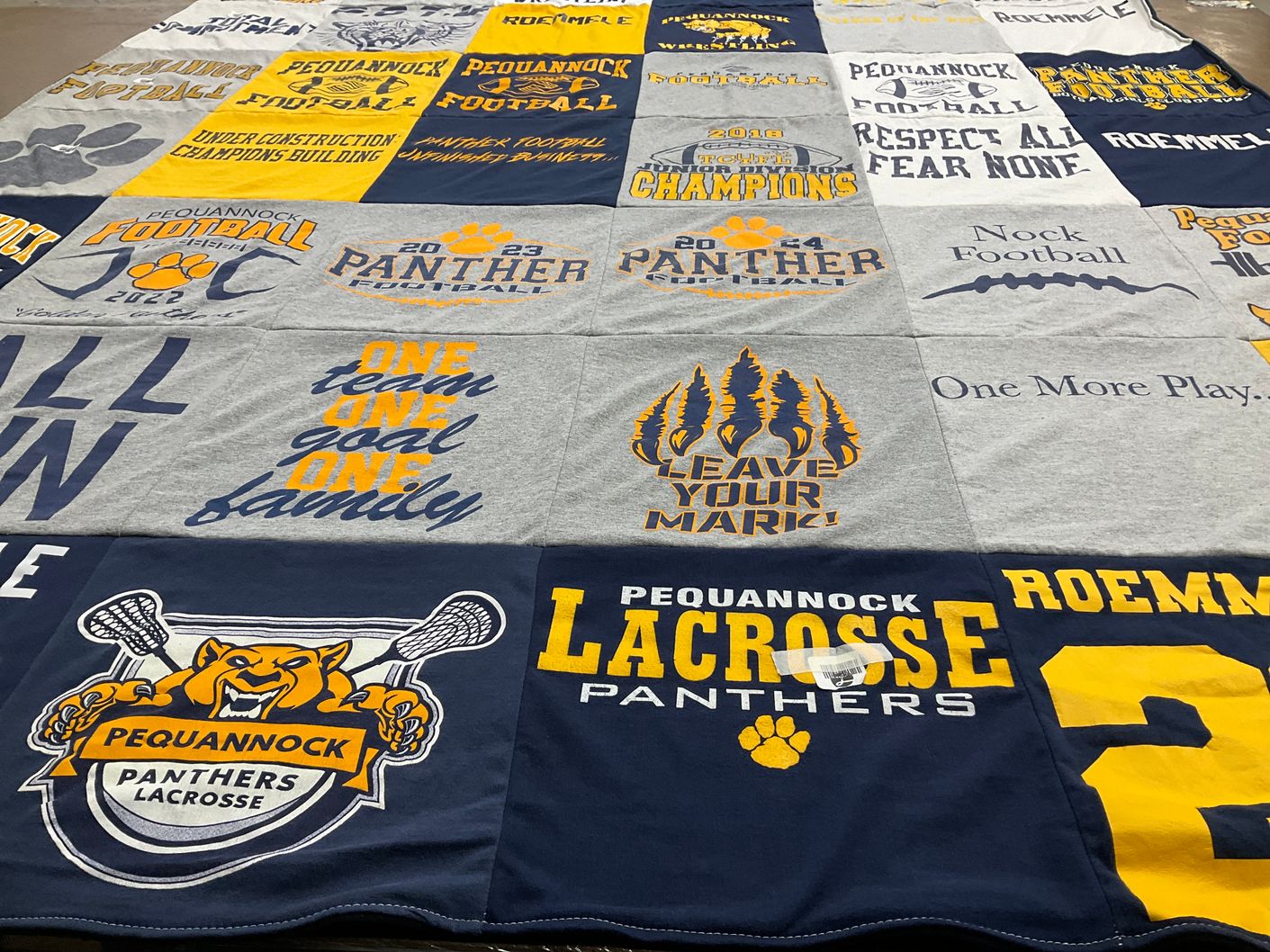 T-shirt quilt featuring pequannock panthers football, pequannock panthers lacrosse by Erica from NJ