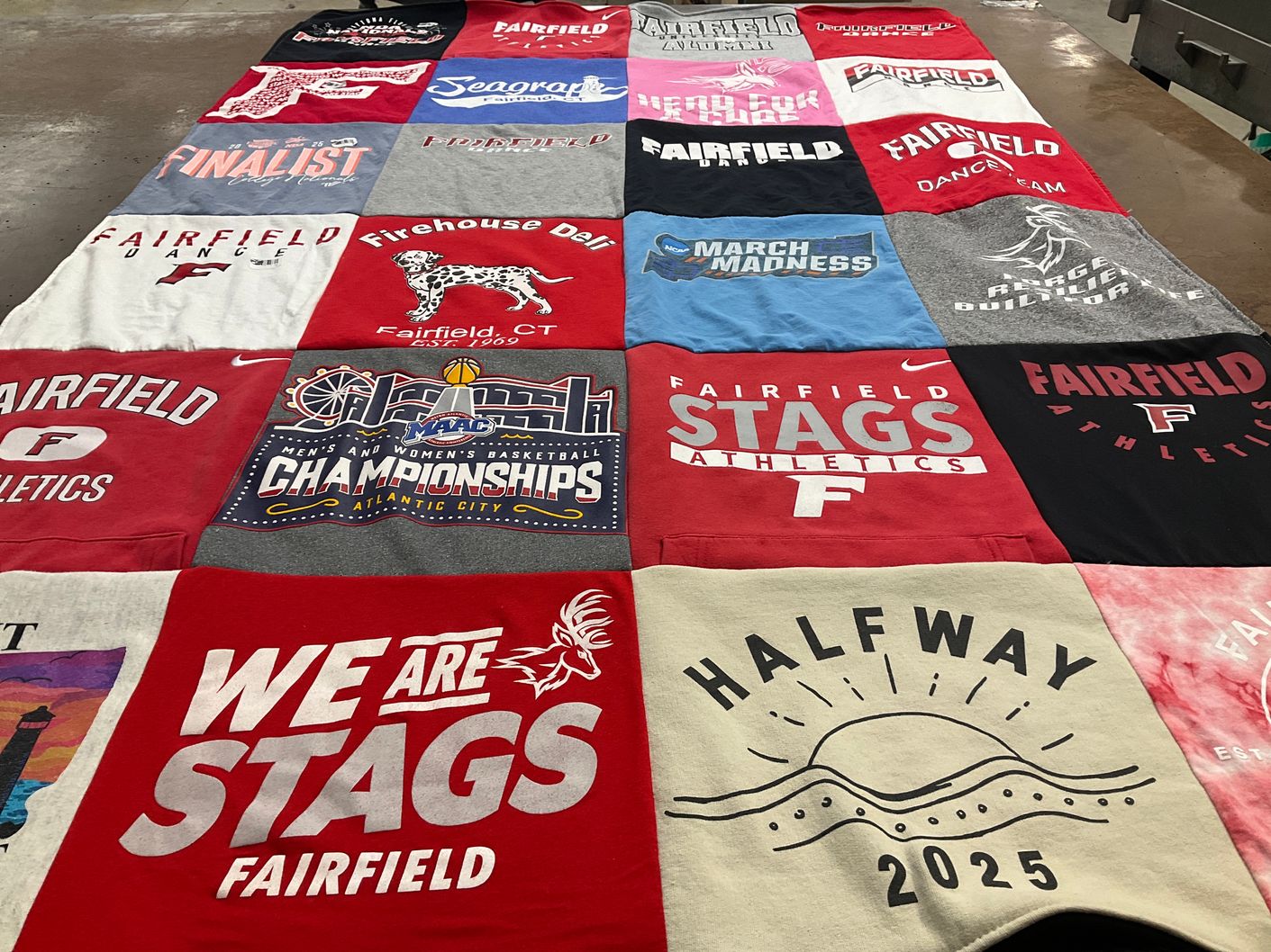 T-shirt quilt featuring fairfield stags by Casey from CT