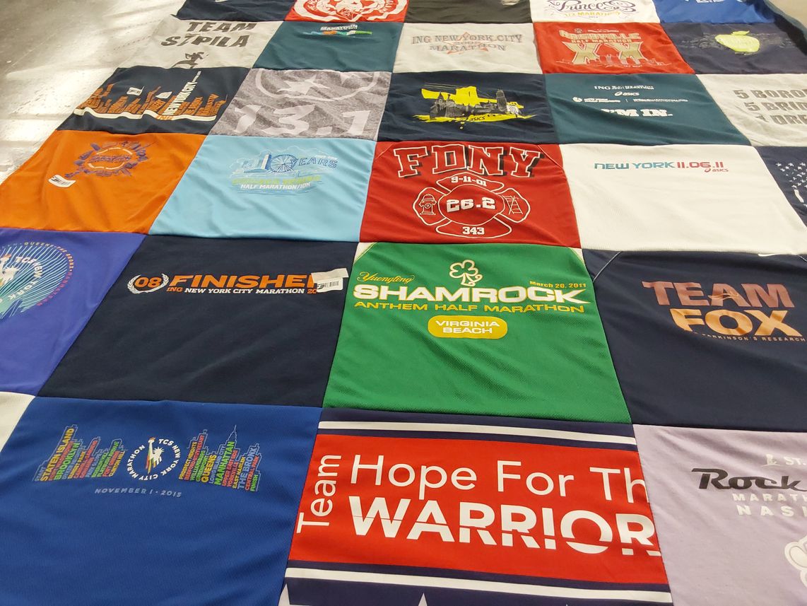 T-shirt quilt with running, marathons themes by JENNIFER from NJ