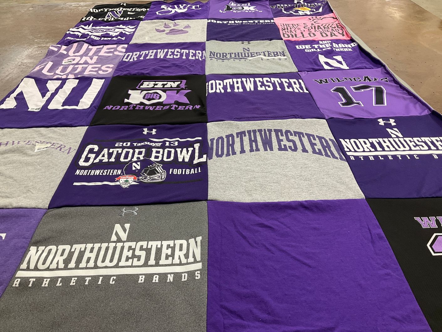 T-shirt quilt featuring northwestern university wildcats by Alexandria from IL