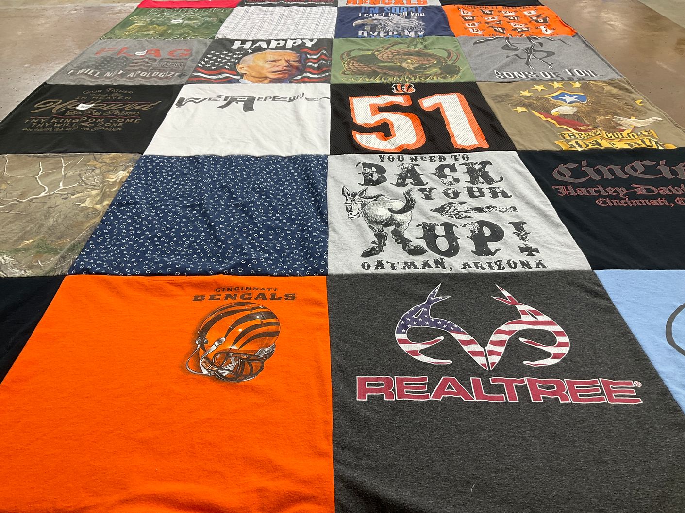 T-shirt quilt featuring cincinnati bengals by Cinda from OH