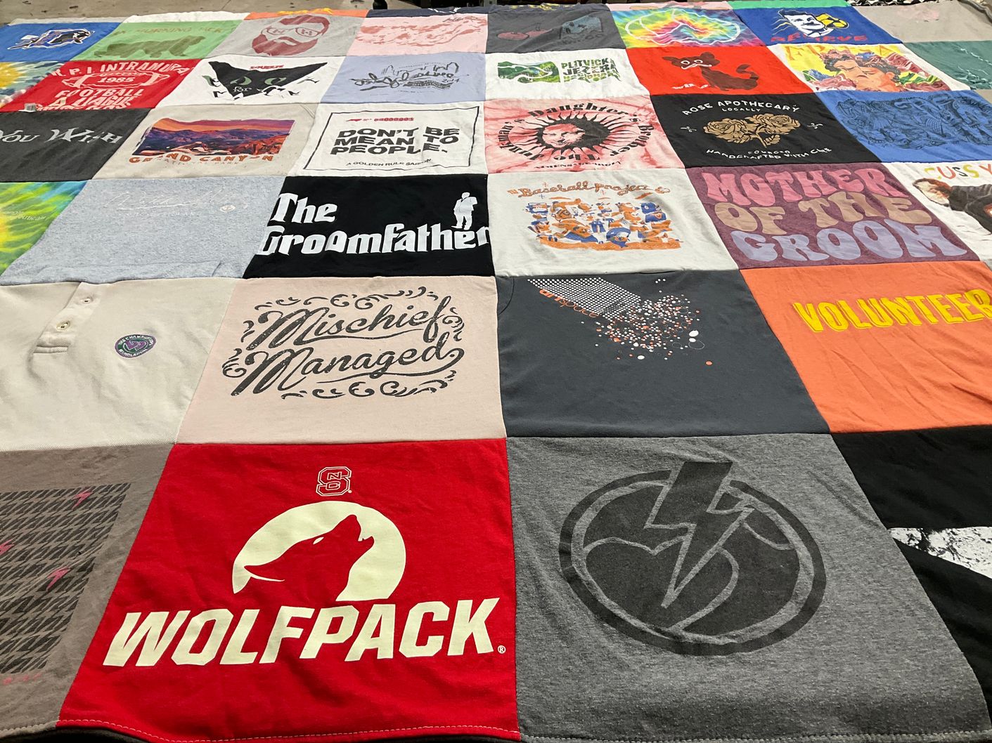 T-shirt quilt featuring wolfpack by Gary from NC