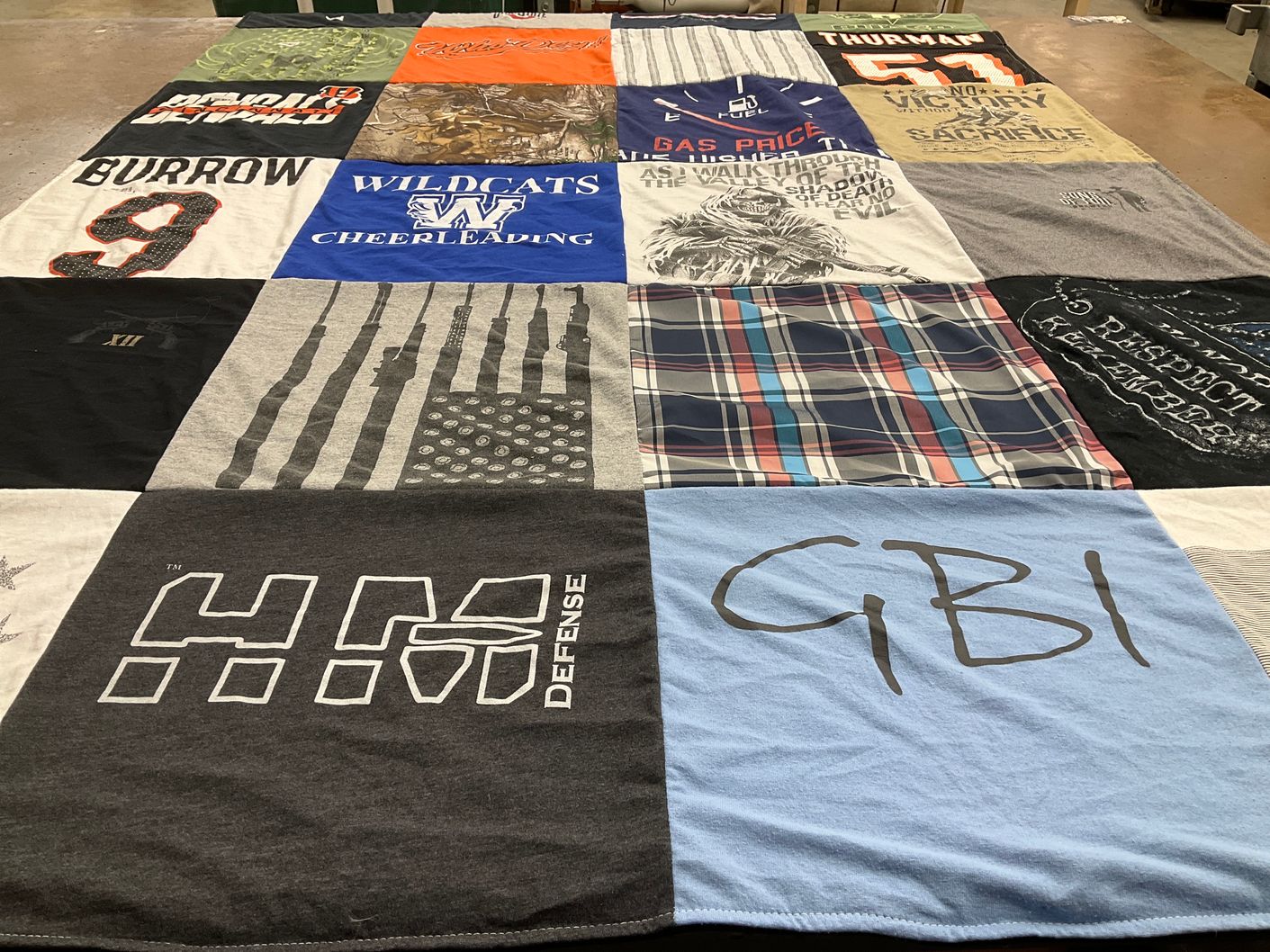 T-shirt quilt from wildcats cheerleading by Cinda from OH