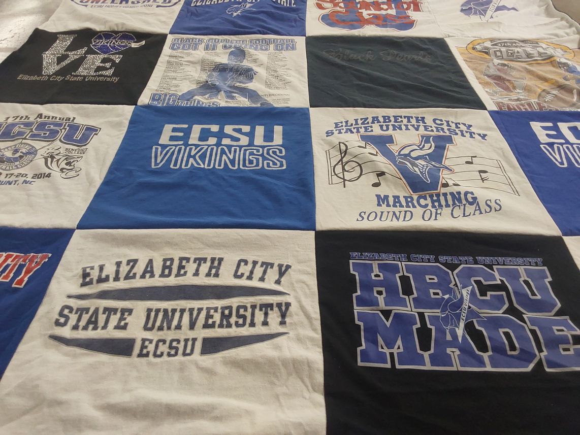 T-shirt quilt featuring elizabeth city state university vikings by Barbara from NC