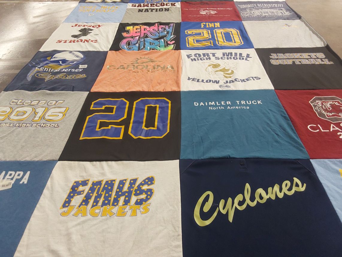 T-shirt quilt featuring central jersey cyclones, fort mill high school yellow jackets by Barbara from SC