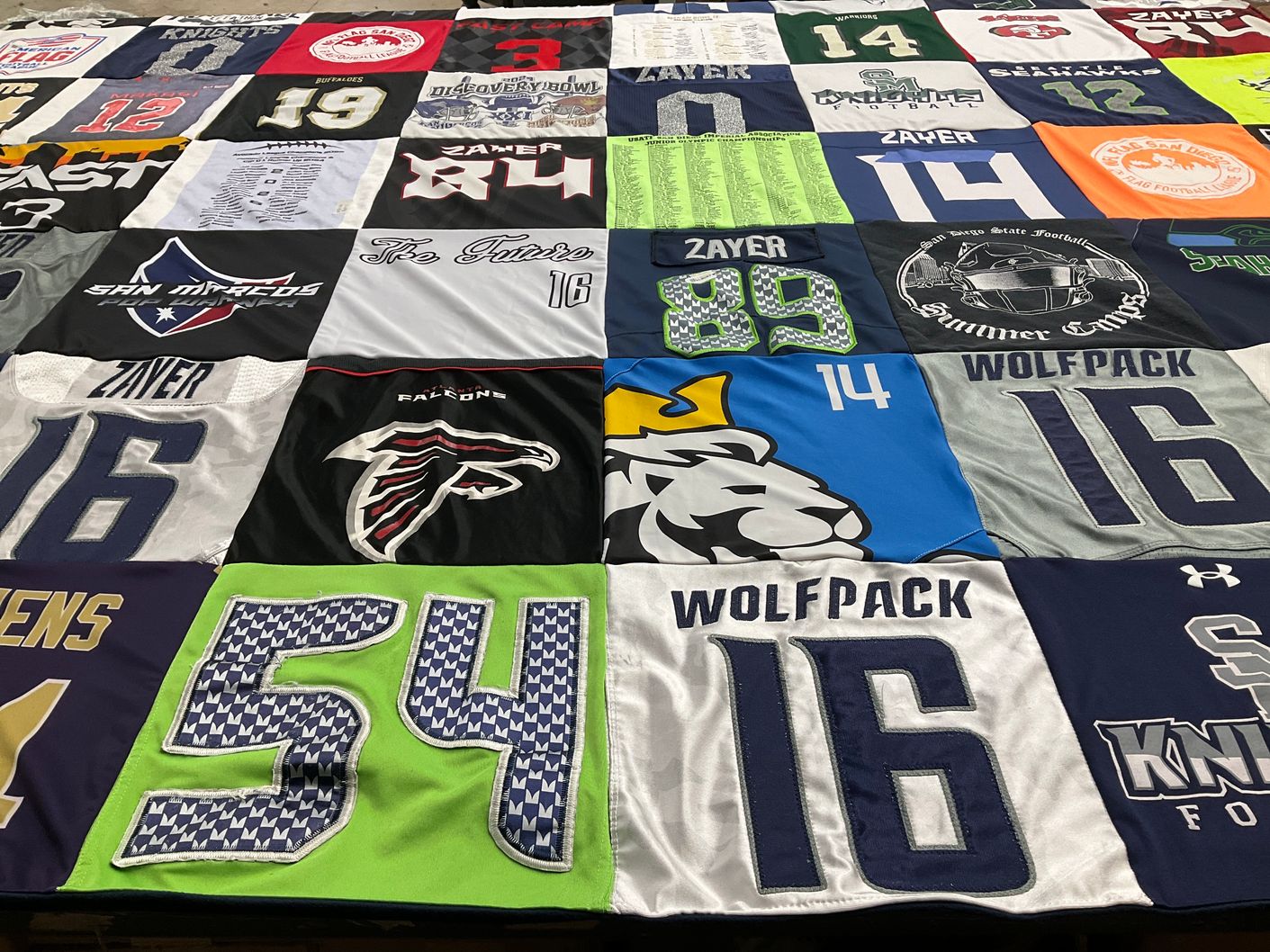 T-shirt quilt featuring wolfpack football by Jennifer from CA