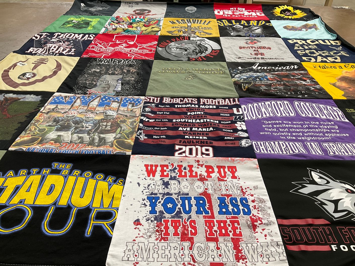 T-shirt quilt featuring south fork football, stu bobcats football by Sharon from FL