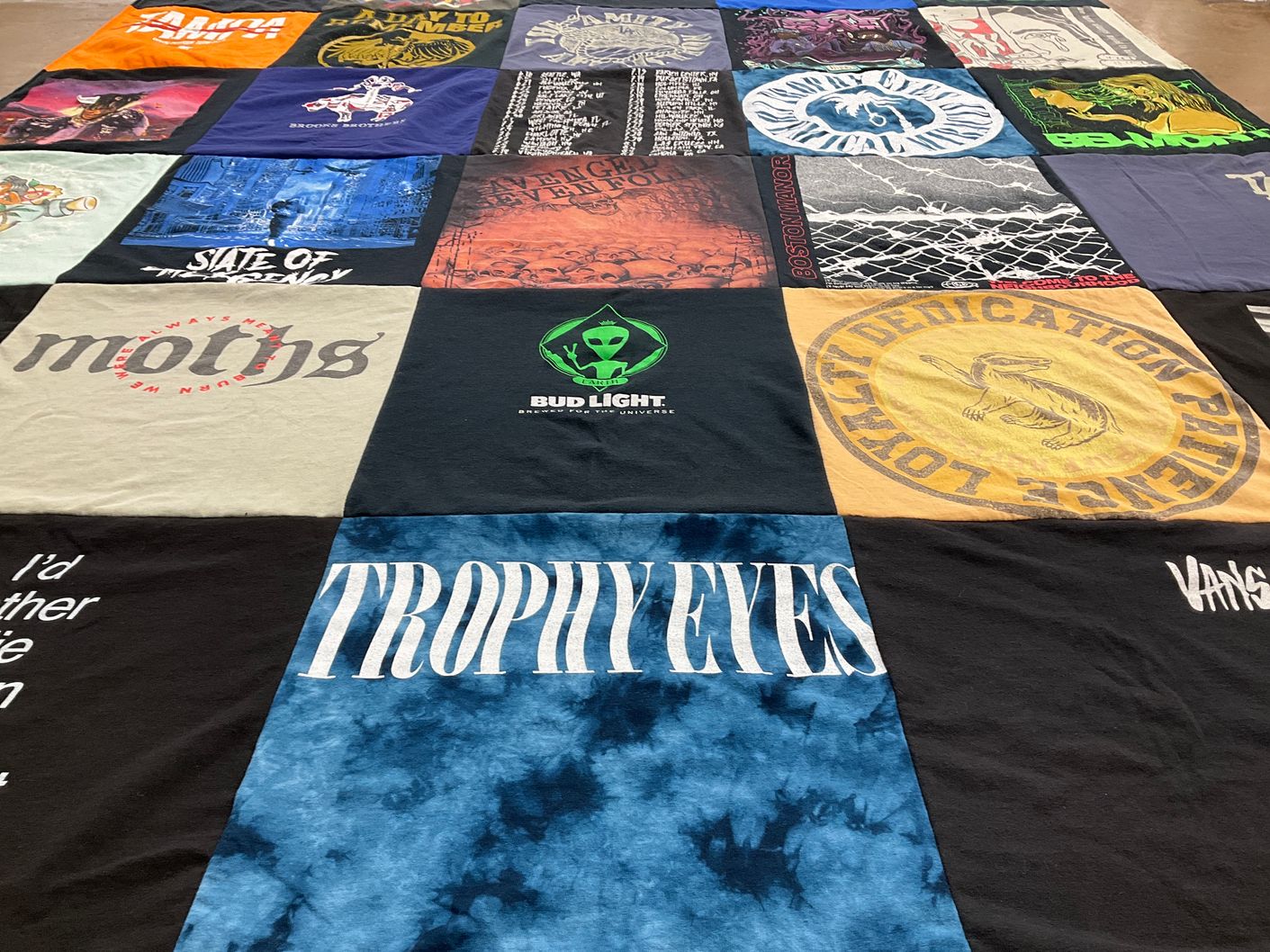 T-shirt quilt with music, art themes by Dylan from FL