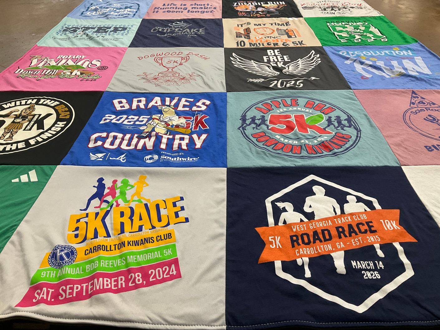 T-shirt quilt with running, events themes by Charles from GA