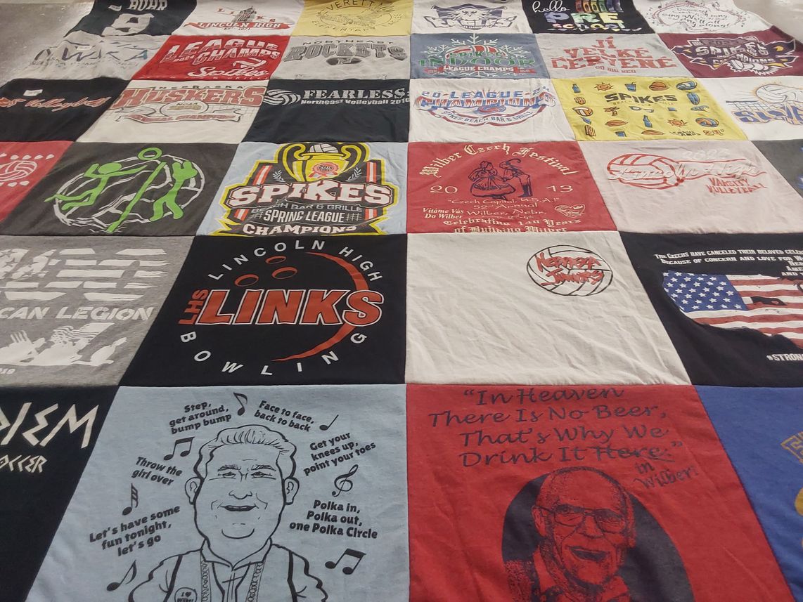 T-shirt quilt featuring lincoln high school bowling team by Ariel from OR