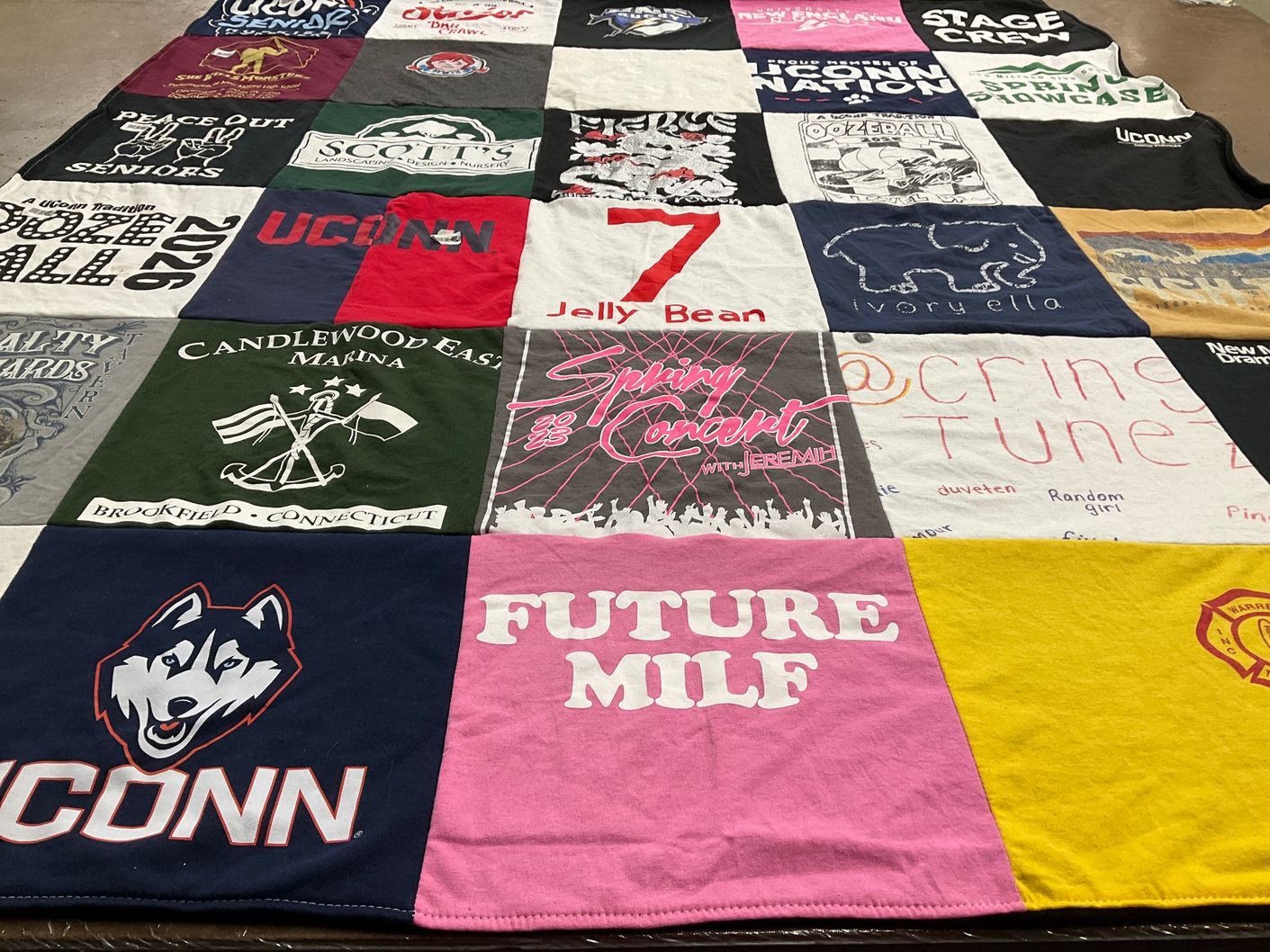 T-shirt quilt from university of connecticut by Jennifer from CT