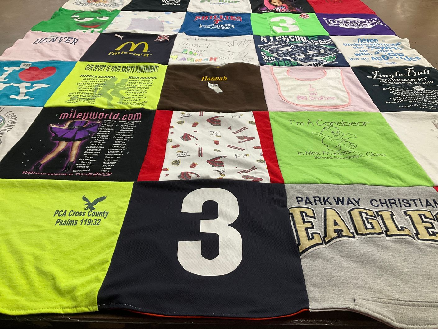 T-shirt quilt from parkway christian school by Angie from VA