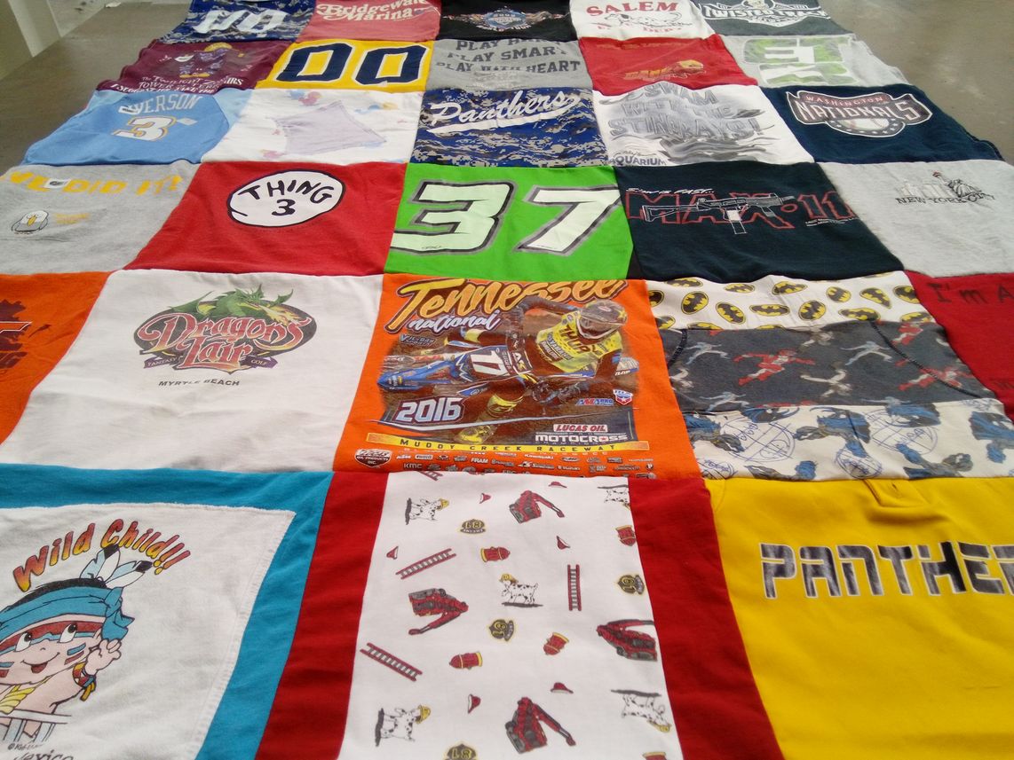 T-shirt quilt with motorsports, sports themes by Angie from VA
