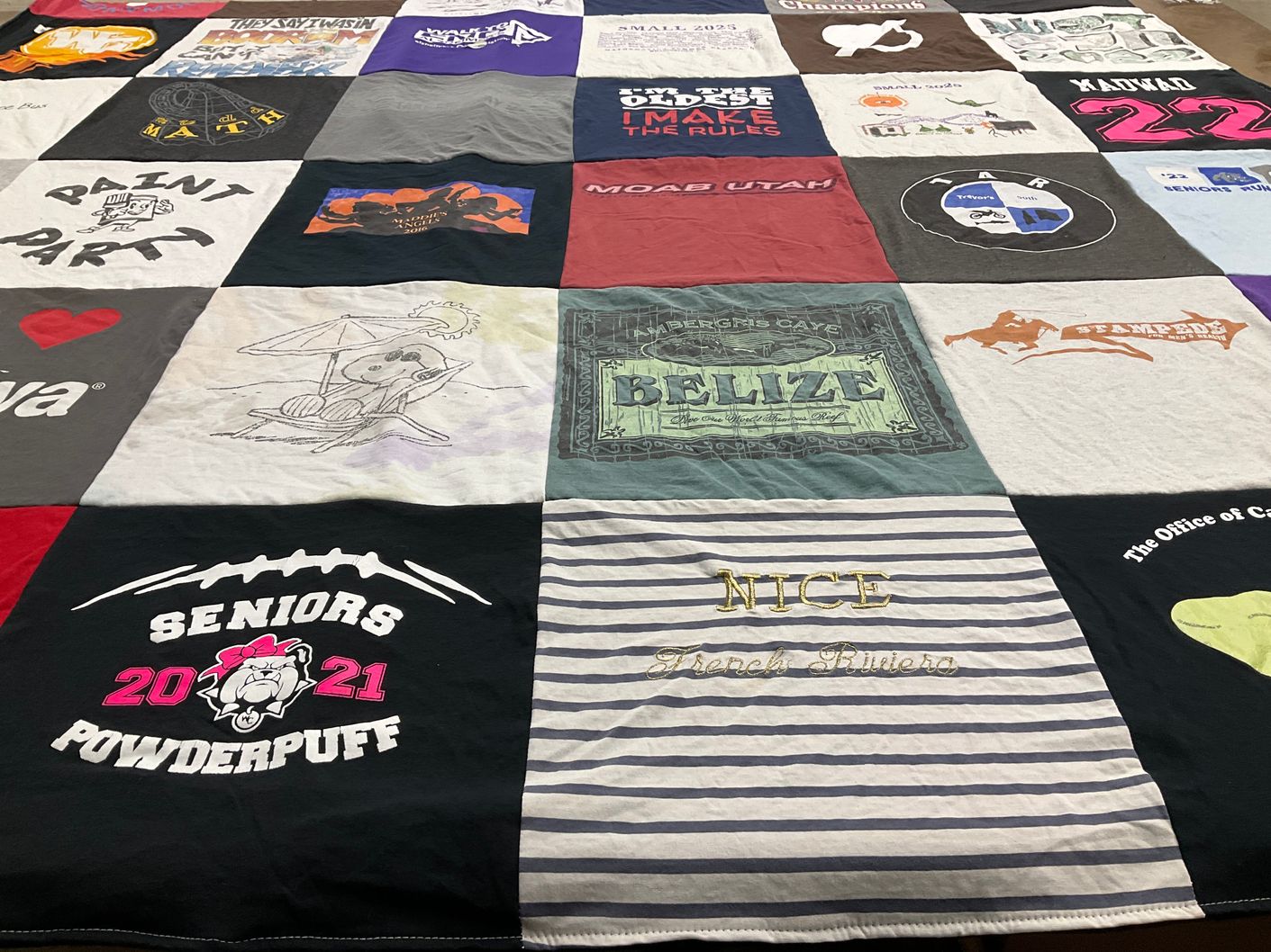 T-shirt quilt with senior activities, events themes by Madeline from MD
