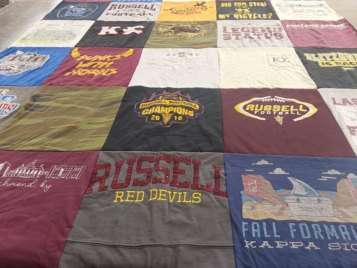 T-shirt quilt featuring russell red devils by Rachel from KY