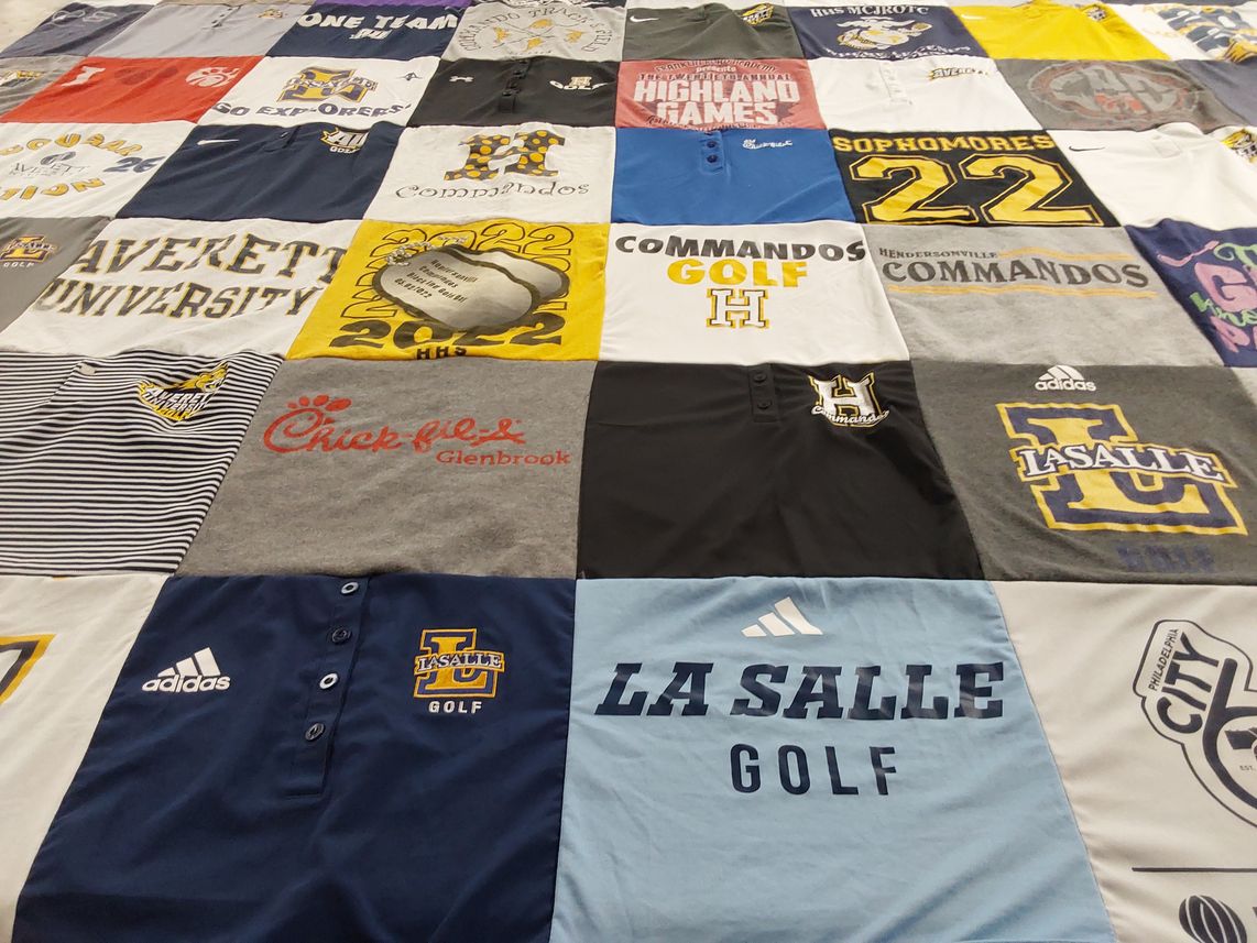 T-shirt quilt featuring hendersoville commandos, la salle golf by Hannah from TN
