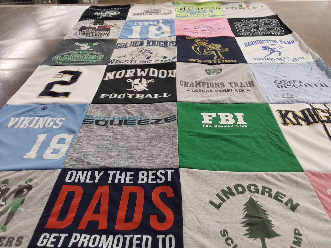 T-shirt quilt featuring golden knights football, raiders football by Deborah from NJ