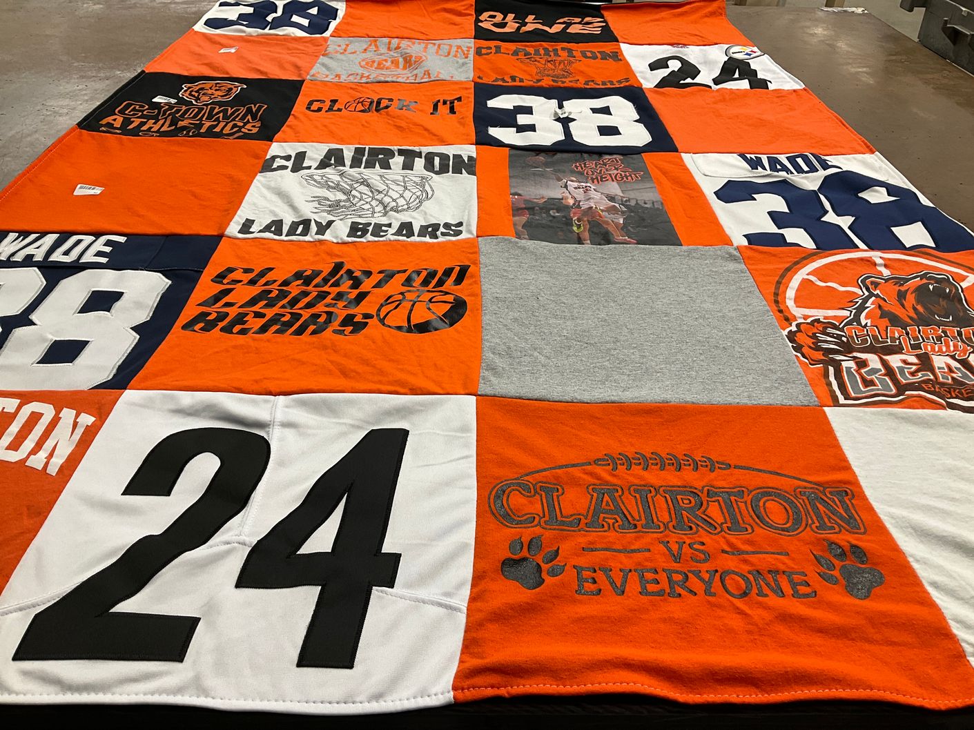 T-shirt quilt featuring clairton bears by Carlton from PA