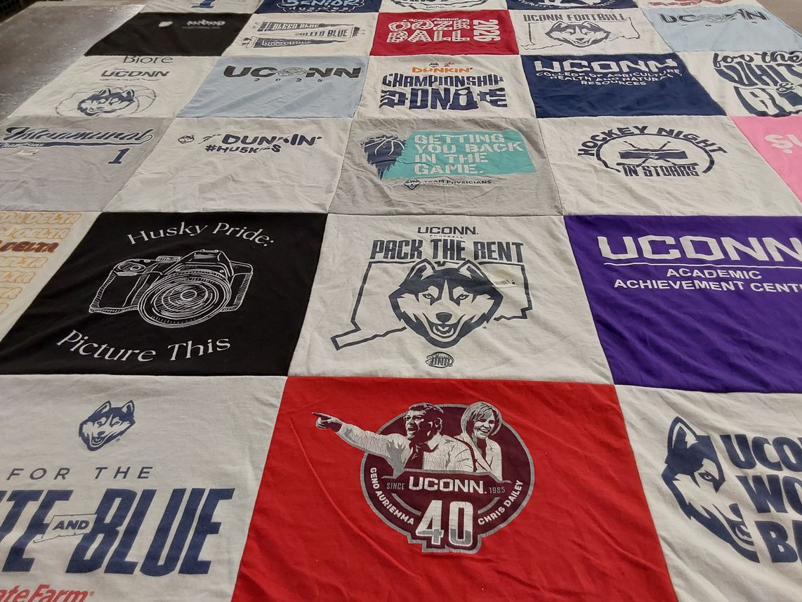 T-shirt quilt featuring uconn huskies, uconn football by Trista from VT