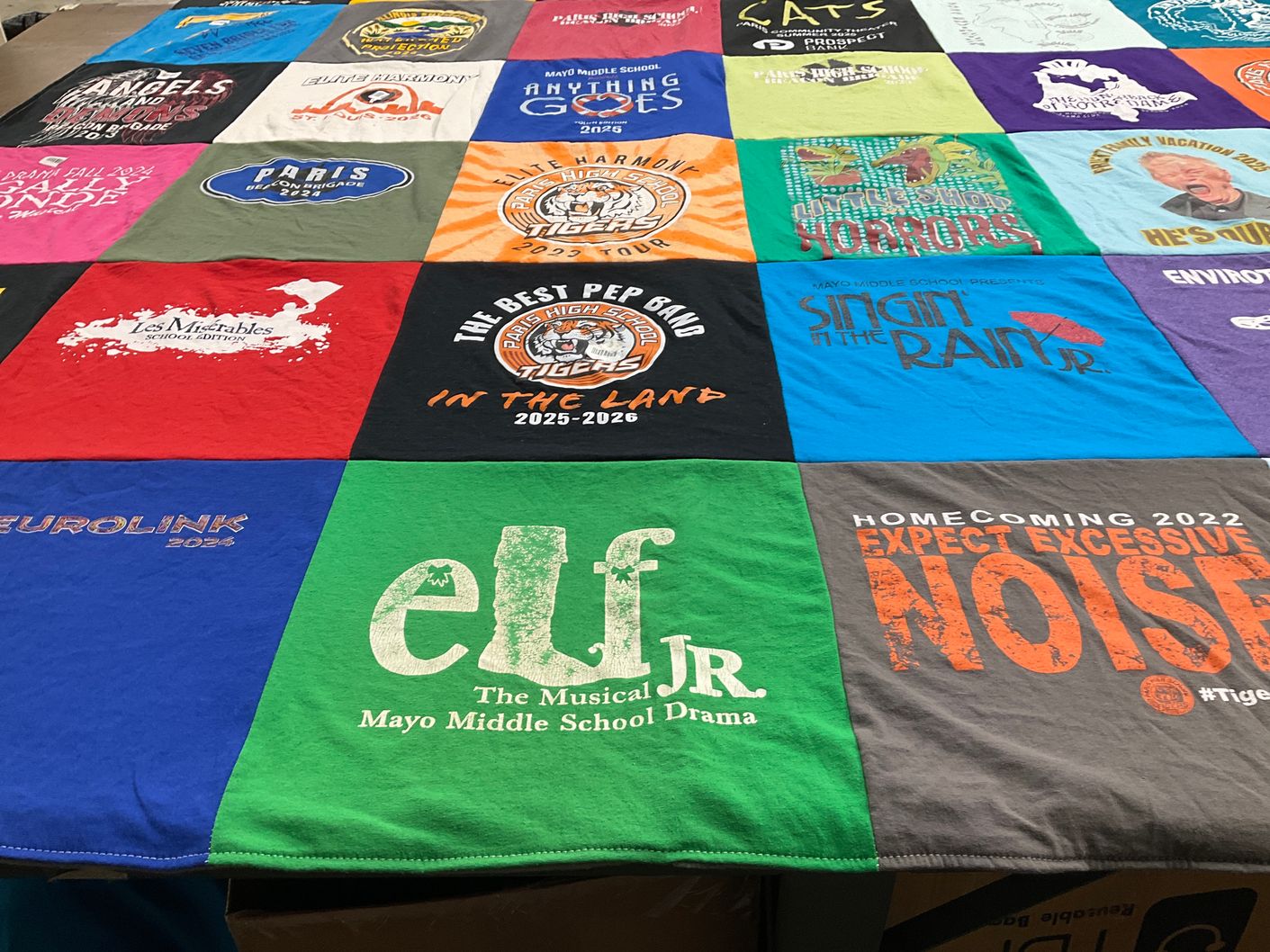 T-shirt quilt featuring tigers by Mary Ann from IN