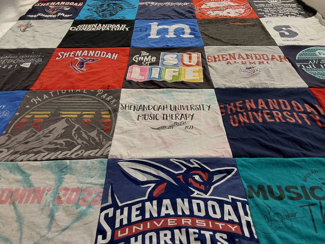 T-shirt quilt featuring shenandoah university hornets by Jessica from VT