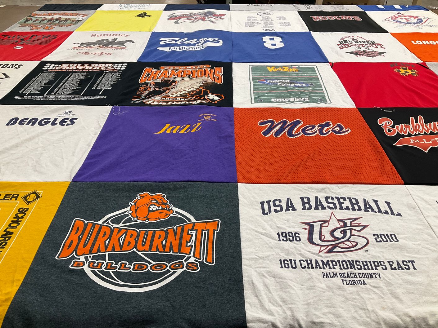 T-shirt quilt featuring burkburnett bulldogs by Rachel from TX