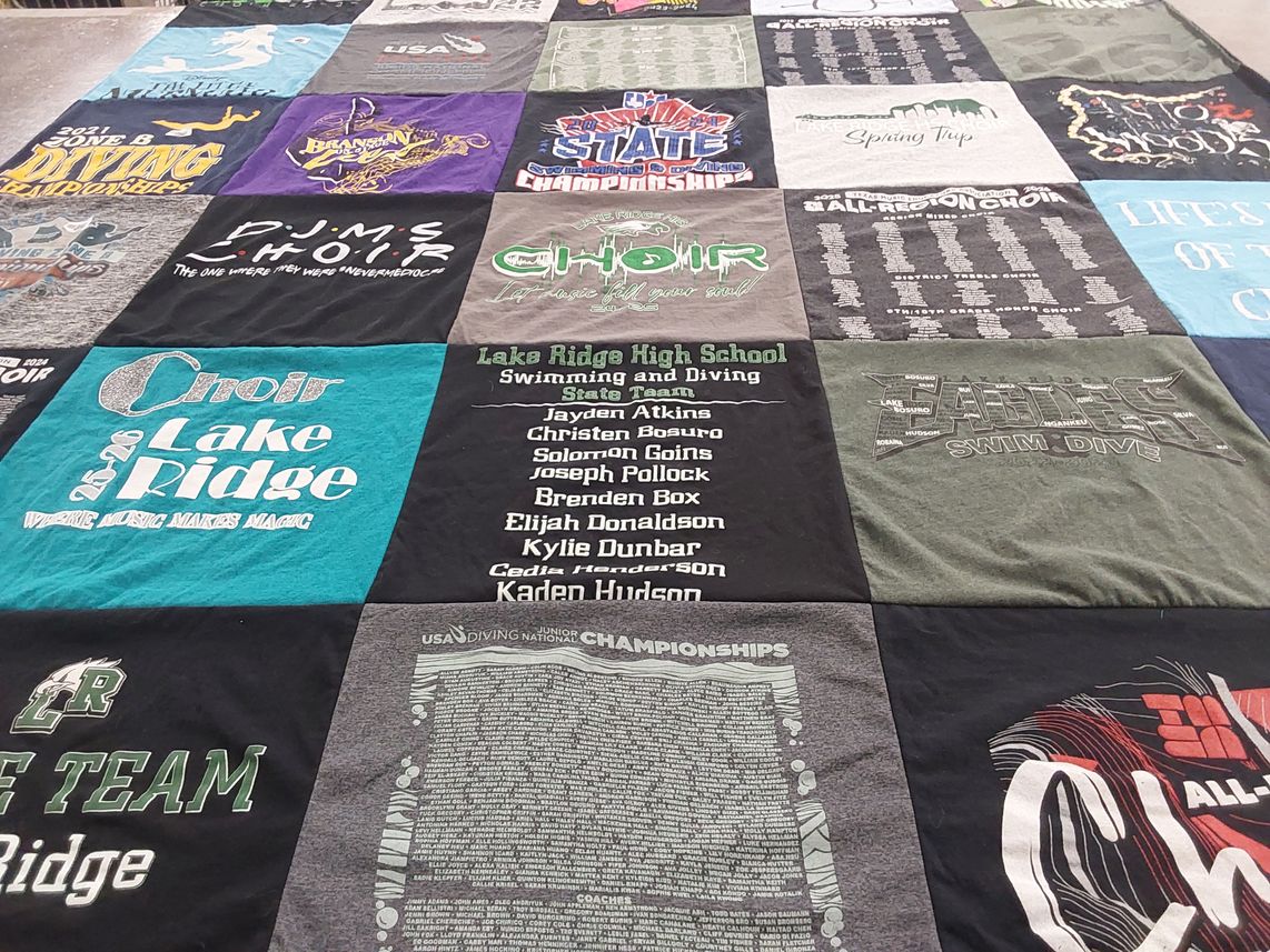 T-shirt quilt featuring lake ridge swimming and diving team by Jennifer from TX