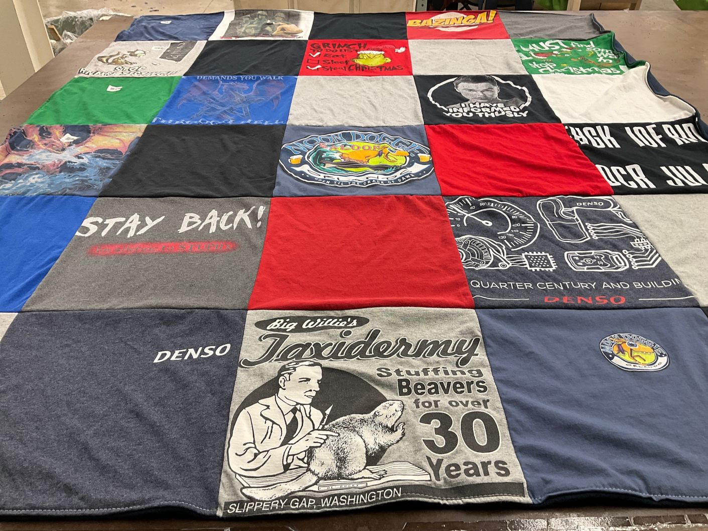 T-shirt quilt with taxidermy themes by Karen from TN