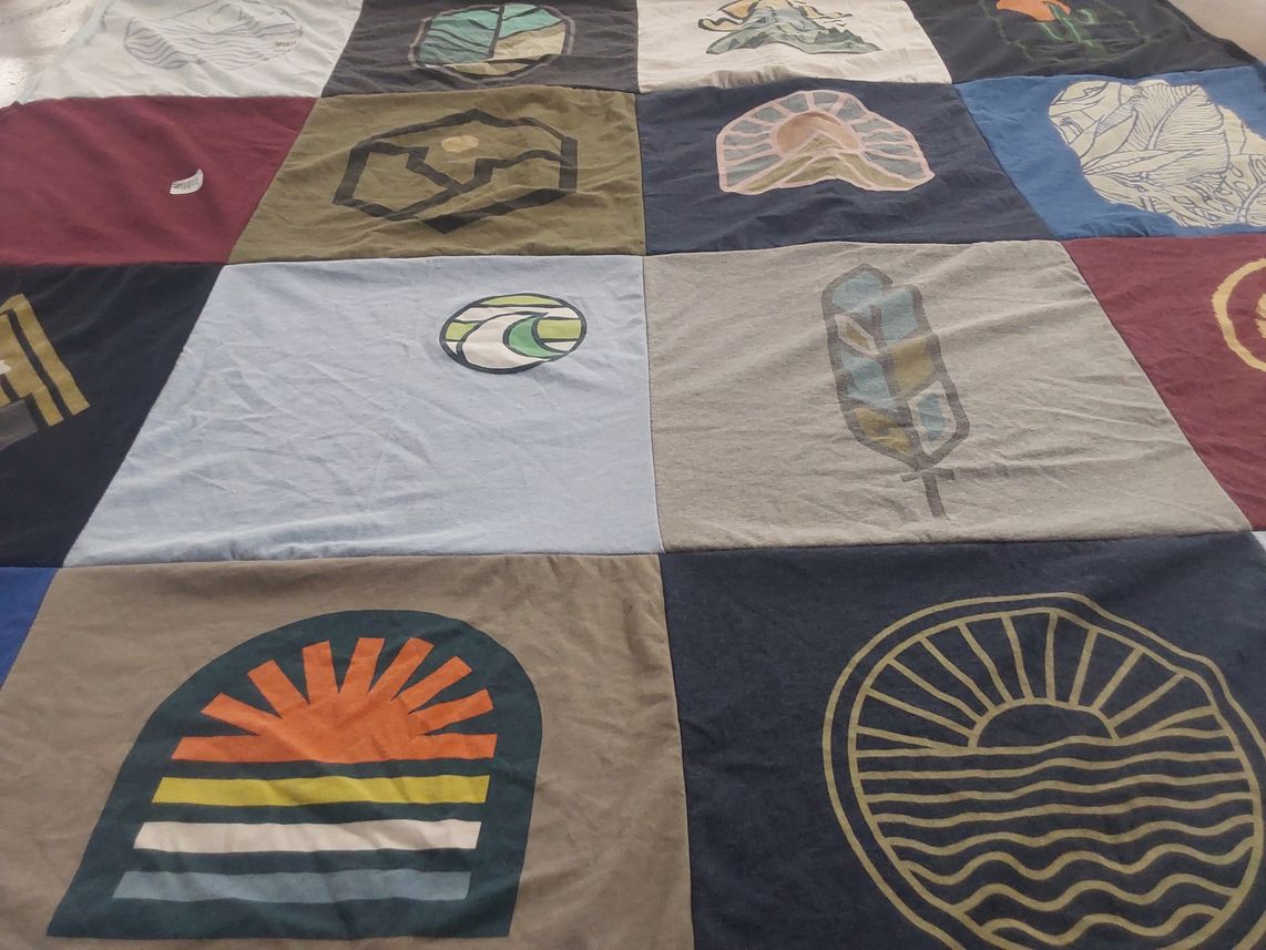 T-shirt quilt with nature, outdoors themes by Mike from TX