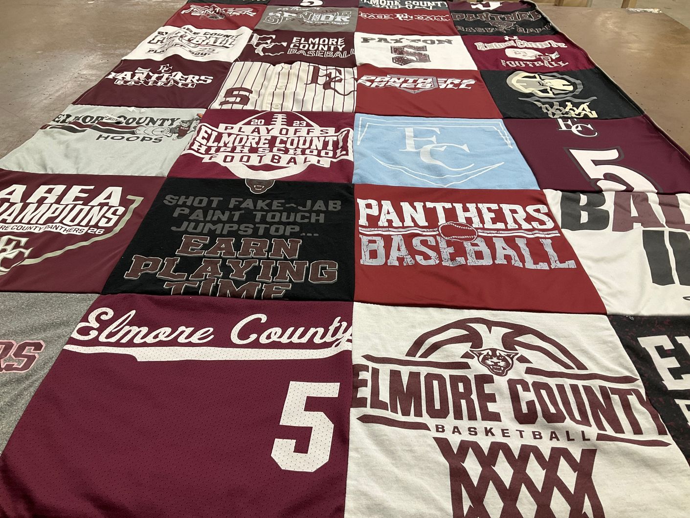 T-shirt quilt featuring elmore county panthers basketball, elmore county panthers football by Lindsey from AL