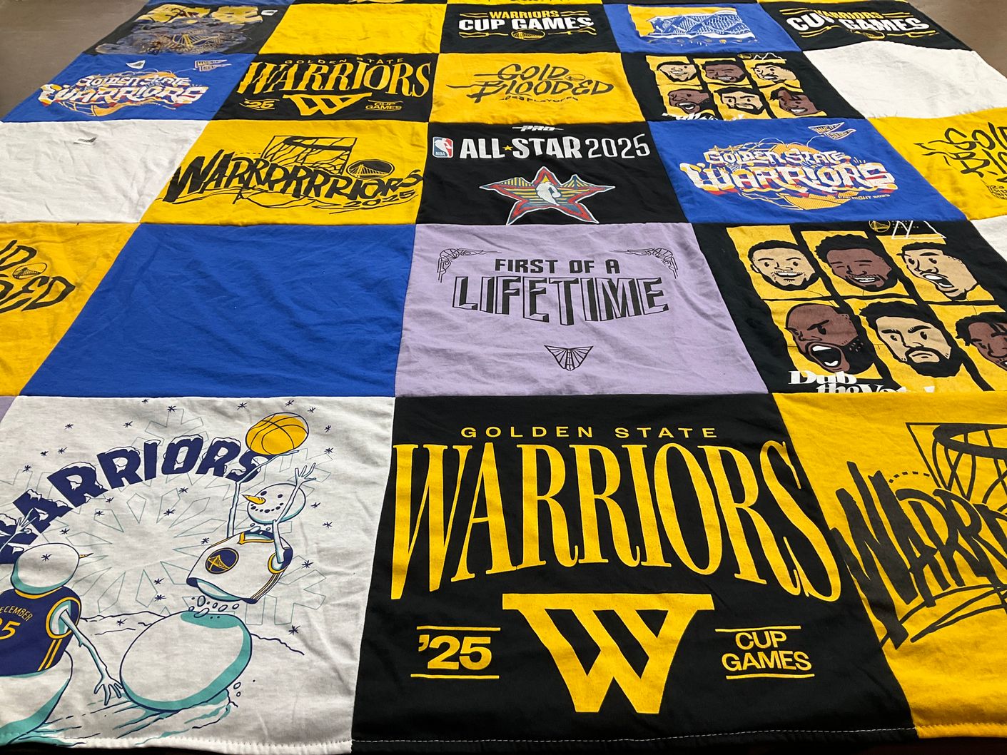 T-shirt quilt featuring golden state warriors by Jennifer from CA