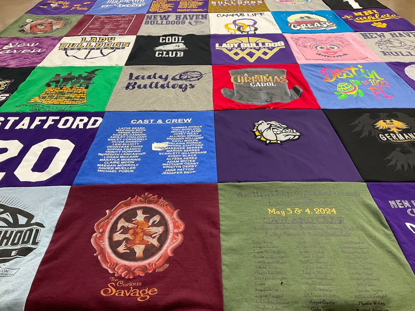T-shirt quilt featuring new haven bulldogs by Amy from IN