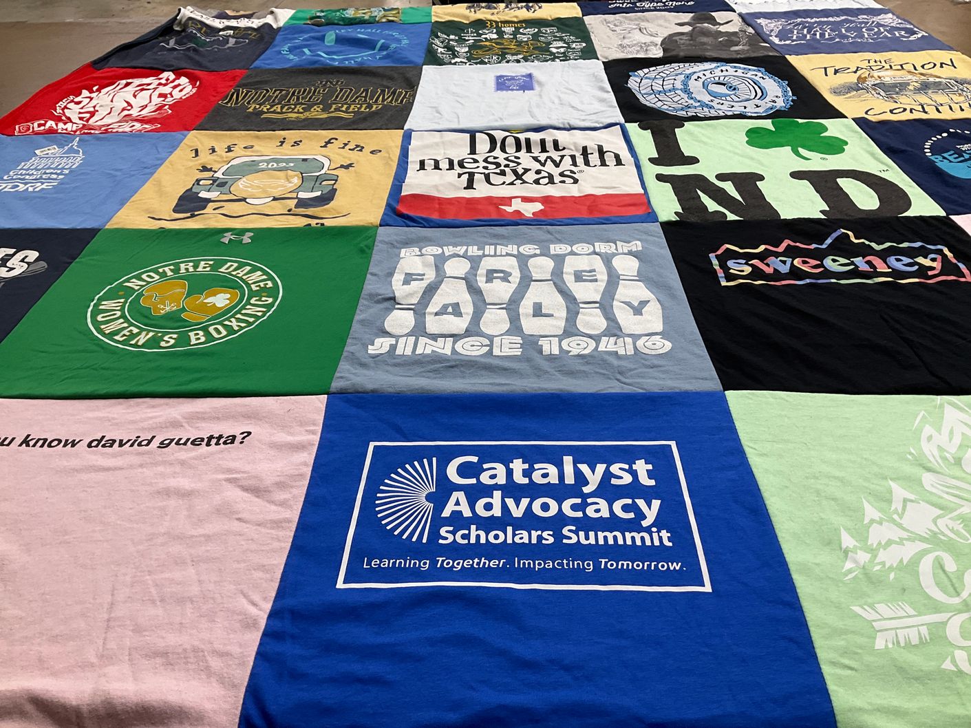 T-shirt quilt from notre dame university by Elisa from WA