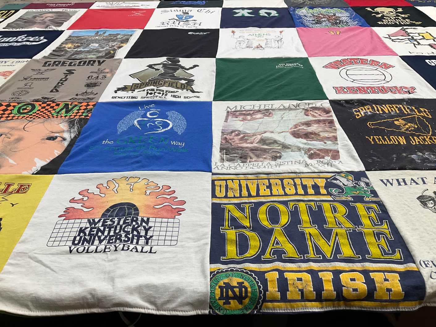 T-shirt quilt featuring western kentucky university volleyball, springfield yellow jackets by Kerri from TN