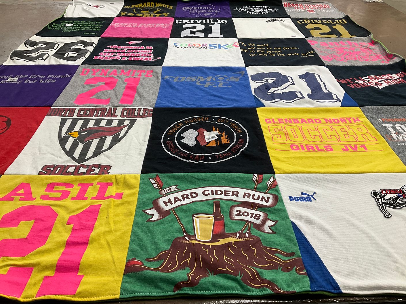 T-shirt quilt featuring glenbard north girls soccer by Lori from IL