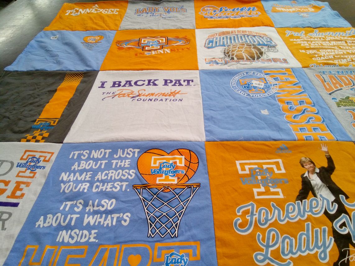 T-shirt quilt featuring lady volunteers by Elizabeth from TN