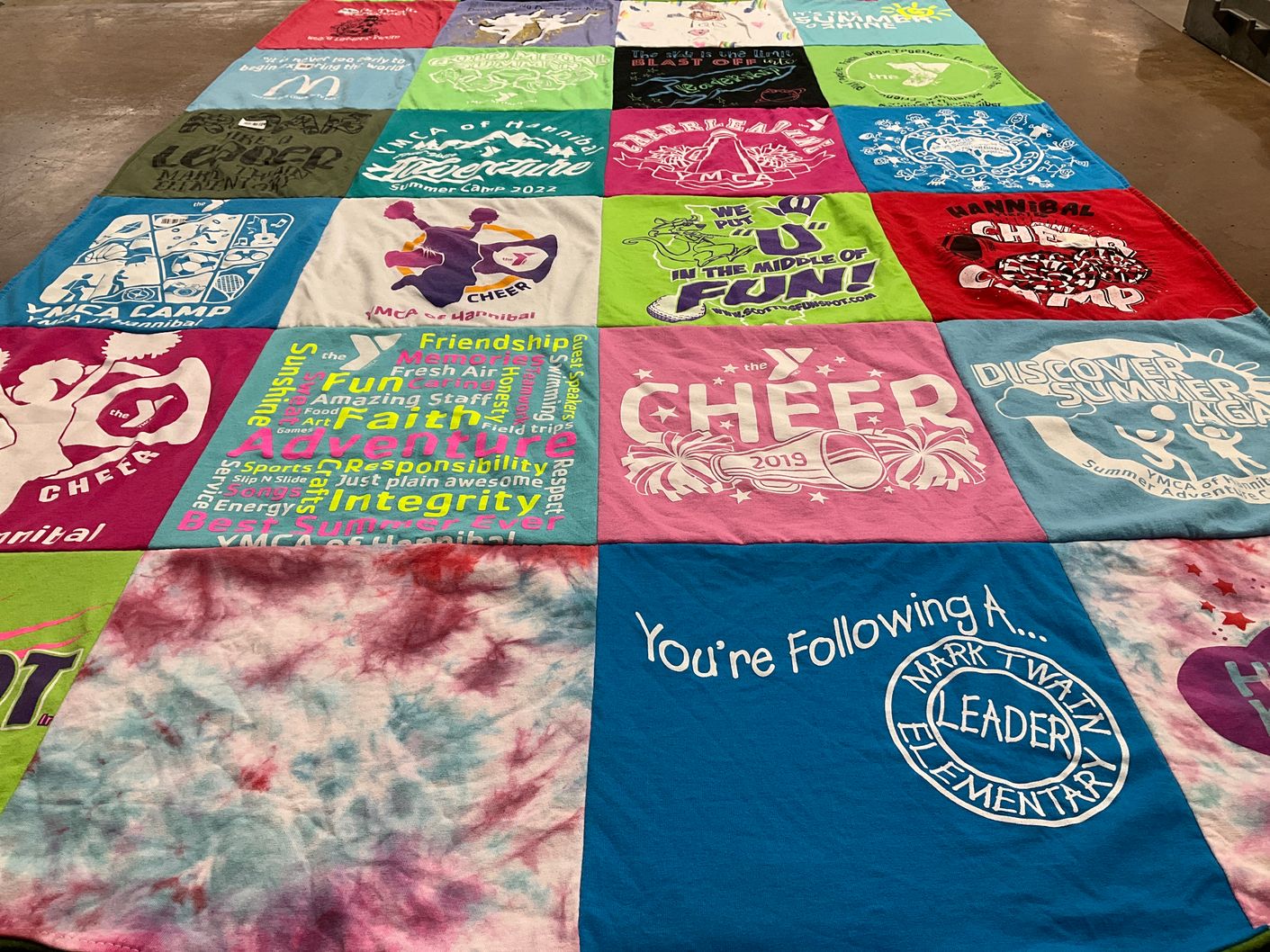 T-shirt quilt from mark twain elementary school by Rebecca from MO
