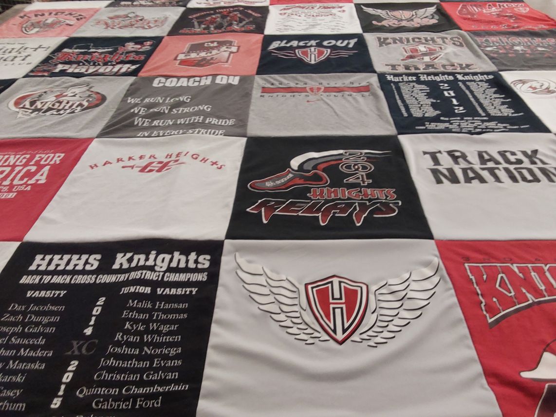 T-shirt quilt from harker heights high school by Janice from TX