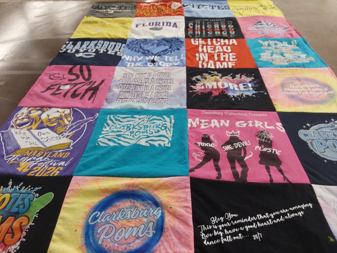 T-shirt quilt from clarksburg high school by Amy from MD