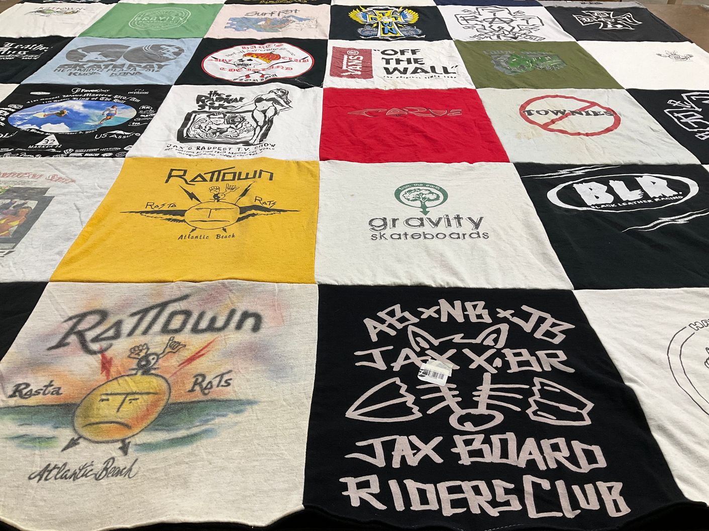 T-shirt quilt with skateboarding themes by Mitch from FL