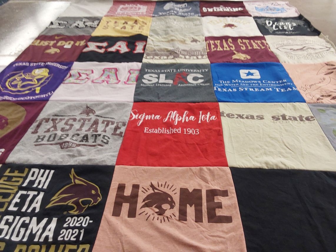 T-shirt quilt from texas state university by Annelise from TX